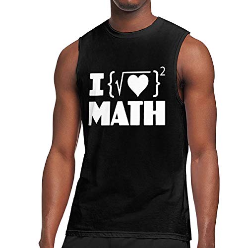 Mens Funny Cool I Love Math Muscle Sleeveless Shirt, Essential Vest for Training
