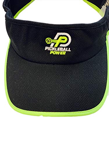 Pickleball Fashion Visor – Classic Sports Headwear – Moisture-Wicking Black W/Neon Trim. A High Performance Visor. New/Embroidered – Unisex - Adjustable #TOP1