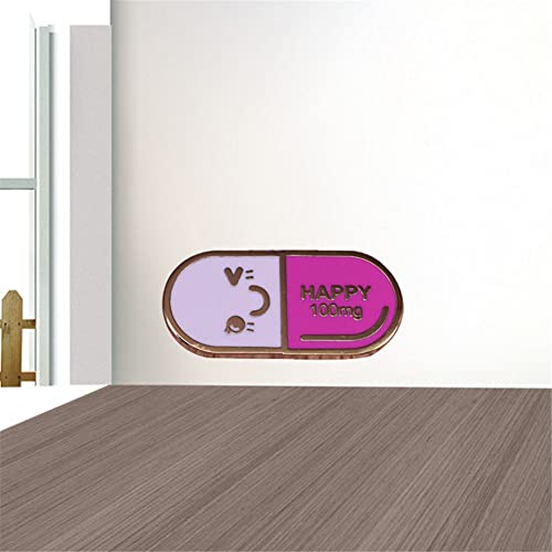 Happy 100 Mg Hard Enamel Pin Creativity Pastel Happy Capsule Gold Brooch Kawaii Emoticons Medal Jewelry Unique Doctor Nurse Gift