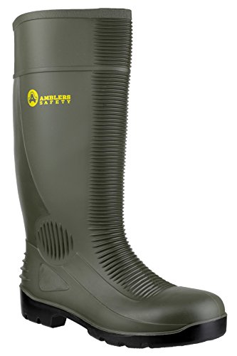 Amblers Safety Unisex FS99 Safety Wellington, Green, Size UK 9