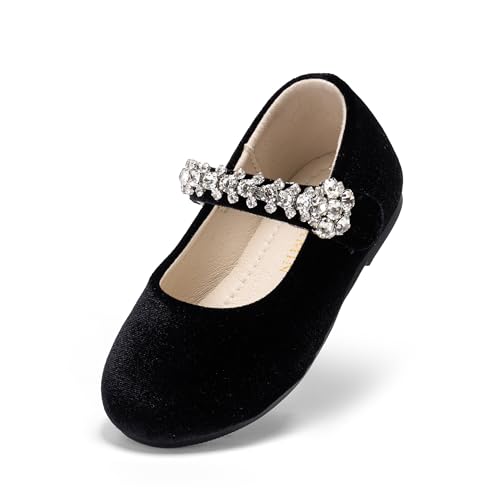Image of PHIRAMIN Toddler Flower Girl Glitter Dress Shoes Little Girl Ballet Flats Bow Wedding Party