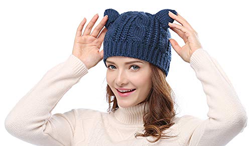 Bellady Women's Hat Cat Ear Crochet Braided Knit Caps4