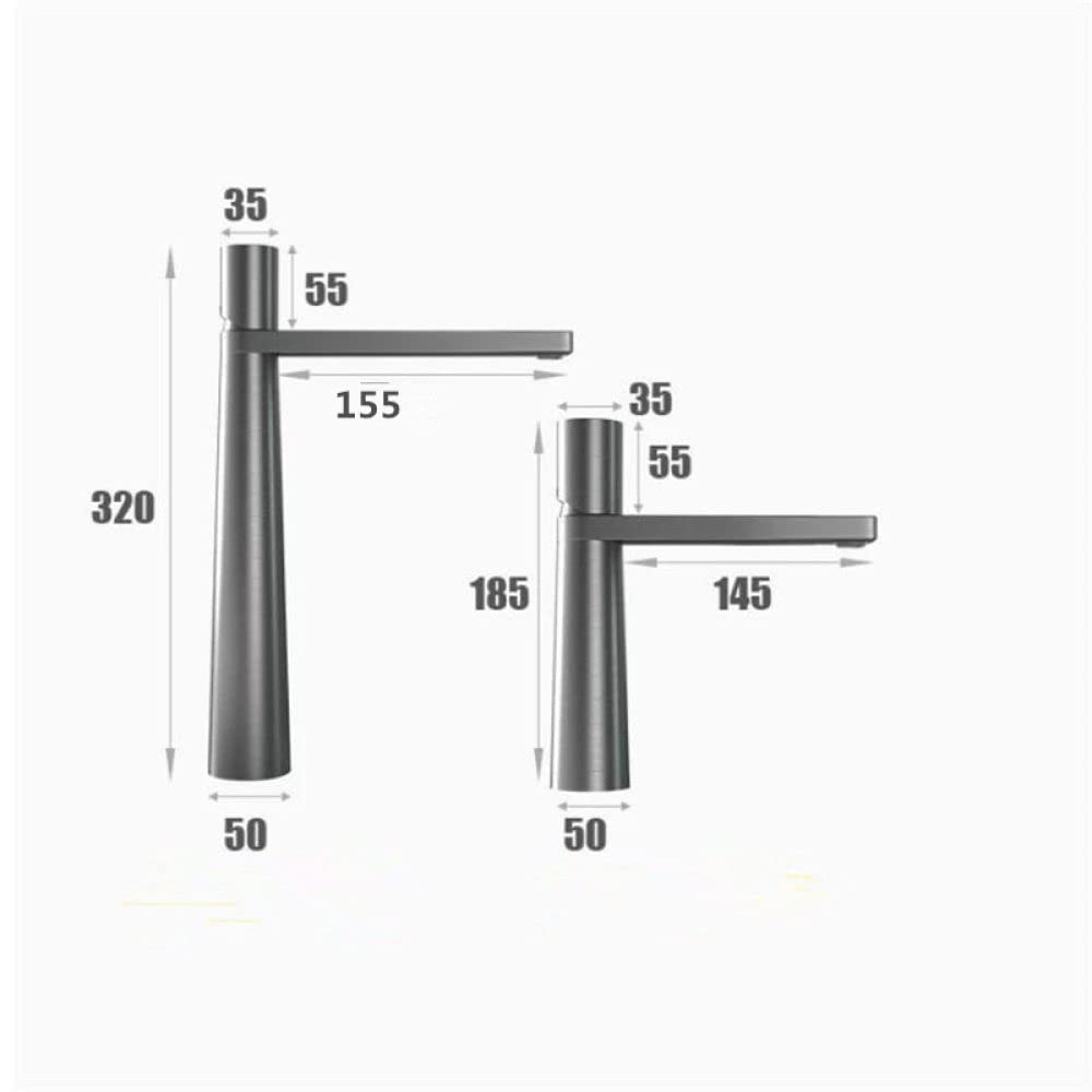 Robinet Mitigeur Noir GeRRiT Pour Lavabo - Simple Froid, Acier Inoxydable, Installation Facile - Cuisine Ou Salle De Bain