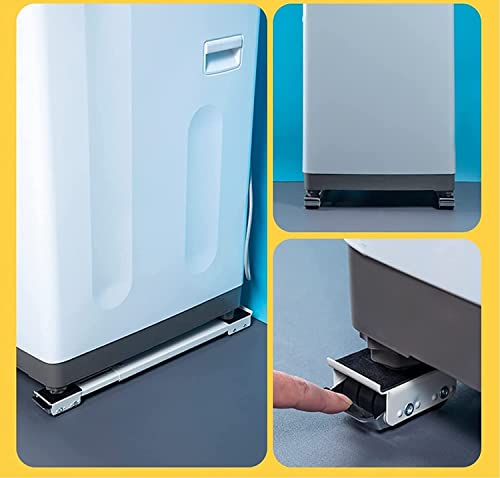 Image of Adjustable Washing Machine Stand with Wheels | Heavy Duty Refrigerator & Washing Machine Trolley | Anti-Vibration Base | Fits All Front & Top Load Machines