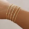Striviio Gold Bracelets for Women, 14K Gold Plated Stackable Bracelet Stack Set Adjustable Charm Paperclip Chain Snake Link Layered Waterproof Jewelry Sets Gifts #1