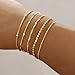 Striviio Gold Bracelets for Women, 14K Gold Plated Stackable Bracelet Stack Set Adjustable Charm Paperclip Chain Snake Link Layered Waterproof Jewelry Sets Gifts