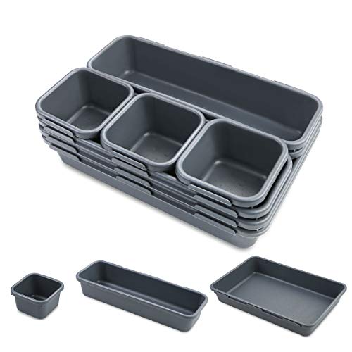 Amcer Set of 8 Desk Drawer Organizer Tray Interlocking Drawer Dividers for Organizing and Storage Desktop