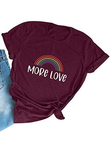 Nlife Women More Love Rainbow Printed Pullover T-Shirts Stylish Graphic Blouse