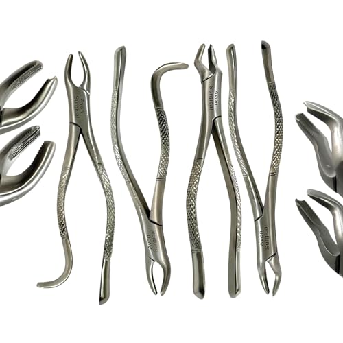 Upper Molar Left and Right Extraction Forceps #18L + #18R with Hook Handle + #53L + #53R - 1st and 2nd Molar Extracting Pliers (Pack of 4) - German Steel