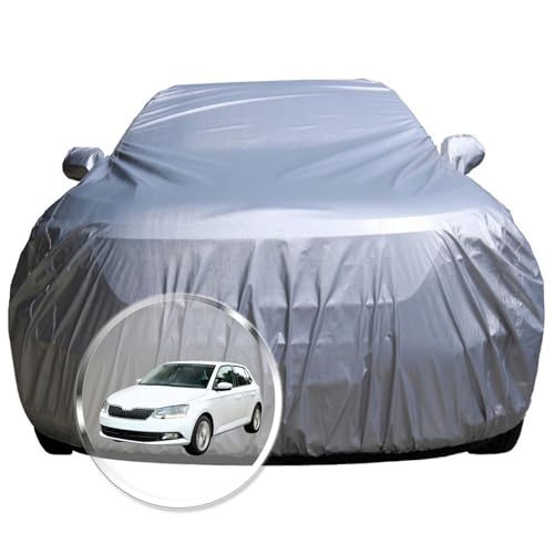 Image of NEODRIFT 'CrystalTech' Car Cover for Skoda Fabia (100% Water-Resistant, All Weather Protection, Tailored Fit, Multi-Layered & Breathable Fabric) (Colour: Crystal Silver)