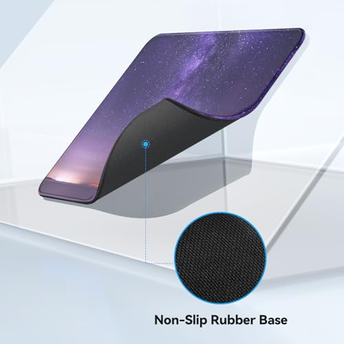 Image of TECKNET Mouse Pad with Anti-fray Stitching, Waterproof Surface & Non-Slip Rubber Base with Stitched Edges Gaming Mouse Mat for Laptop,Compatible with Laser and Optical Mice- Dark Purple Galaxy