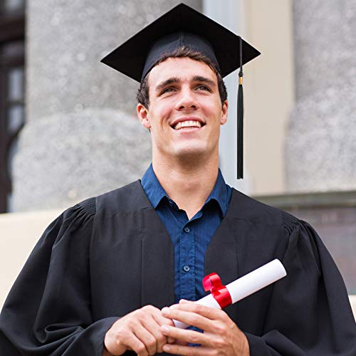 Geyoga 8 Pieces Graduation Cap With Tassel Adjustable Adults Graduation Hat For Men And Women Fancy Dress Accessory Photo Props, Black #TOP4