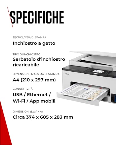 CANON MULTIF. INK A4 COLORE, MAXIFY GX1050, 15PPM, FRONTE/RETRO, USB/LAN/WIFI, MEGATANK 6169C006 - 6