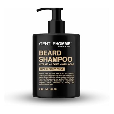 Men’s Beard Wash - Beard Shampoo- Facial Wash for Men for Dandruff to Soften & Strengthen Facial Hair - Infused with Witch Hazel for Sensitive Scalps - Amber Fragrance - For All Beard Types - 8 FL OZ Cover