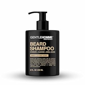 Beard Shampoo – Men’s Beard Wash – Hydrate, Cleanse, Soften & Strengthen – For Itchy & Flaky Facial Hair – With Witch Hazel – All Skin & Beard Types – Vegan – Amber Leather Scent – 8oz