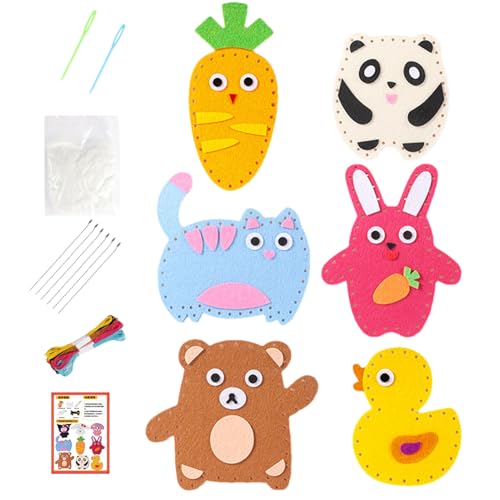 Kit de costura fácil para - Kit de artesanía de costura para animales de peluche DIY | Conjunto de costura para principiantes con hojas, herramientas e instrucciones pr
