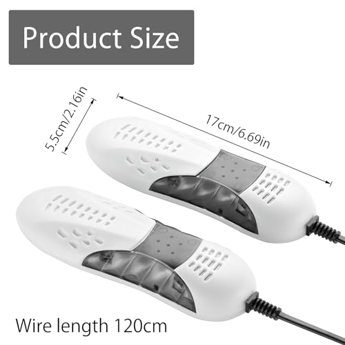 DAWRIS Schuhtrockner Elektrisch, Schuhwärmer, Stiefeltrockner, Mini Skischuhtrockner, Deodorant Entfeuchtung, Schuhtrockner für Wanderschuhe oder auch Skischuhe, Skischuhe, Laufschuhe, Weiß