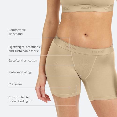 Image of Woxer Boxer Shorts for Women - 5 inch Baller Boy Shorts Underwear, Soft Modal, Chafe Free - Breathable & Moisture-Wicking