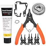 9706529 W11086780 Replacement Gear Parts Compatible with Whirlpool Worm the 9709511 Gasket and 9703680 Circlip & 1.8 Oz Food Grade Grease