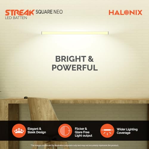 Image of Halonix 20W LED Batten /Led Tubelight | 4-ft Tubelight for Living Room & Bedroom | Warm White Yellow | Pack 1