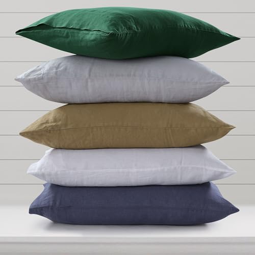 Tribeca Living 100% French Linen Standard Pillowcase Set, Silver Grey - Envelope Closure, Certified European Flax