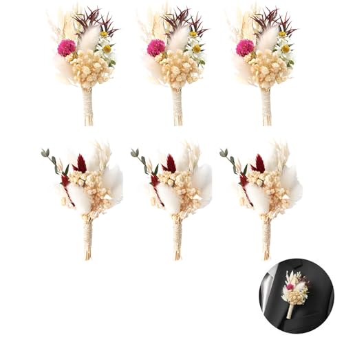 Set 6 mini ramos de flores secas multicolor miniatura 1