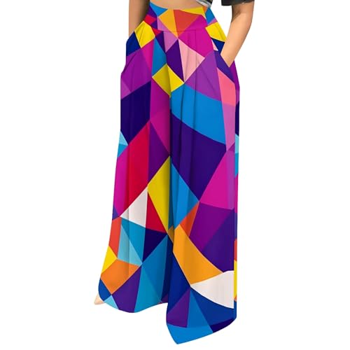 Womens Palazzo Long Pants High Waist Wide Leg Stretchy Loose Fit Casual Trousers Long Dressy Bottoms with Pocket