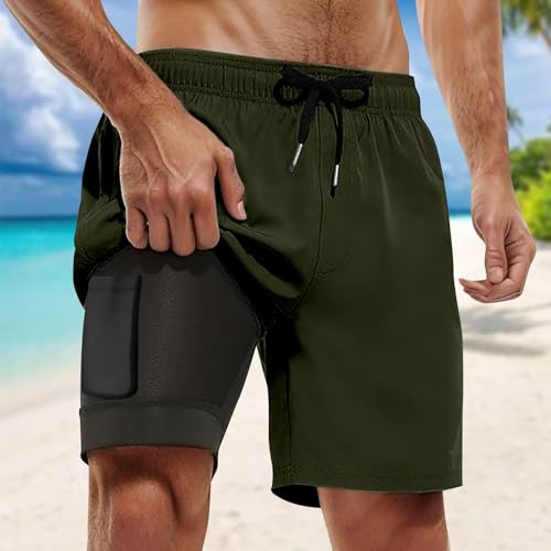 Mens Swim Trunks with Compression Liner 9 Inch Bathing Suits Swimmming Beach Vacation Shorts with Cargo Pockets2