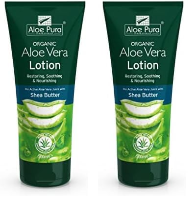 Aloe Pura Organic Aloe Vera Lotion, Natural, Vegetarian, Cruelty Free, Paraben & SLS Free, Soothing, Moisturising, 200 ml (Pack of 2)