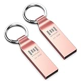 mosDART 2Pack 32GB Full Metal USB 2.0 Flash Drive FAT32 Thumb Drive with Keychain 32 GB Wateproof Jump Drive 32G Memory Stick for Data Storage and Backup, Rose Gold Color, 2Pack 32GB,Rose Gold