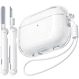 Inesore Compatible with AirPods Pro 3 Hülle, Transparent Shockproof TPU Case for Air Pod Pro 3 (2025) with Soft Hand Rope, Cleaning Kit and Keyring(White)