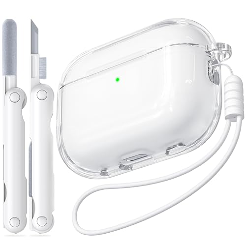 Inesore for AirPods Pro 3 Case (2025), Transparent Shockproof TPU Case Compatible with Air Pod Pro 3 Generation with Cleaning Kit and Keyring(White)