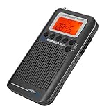 Portable Radio, Aircraft Band Radio Receiver Scanner with 4 Search Modes, Retractable Antenna and Digital LCD Display, Full Band Radio Recorder (Black)