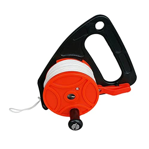 JISADER Scuba Diving Reel with Large Handle Lightweight Nylon Construction Suitable for Cave Diving Wreck Diving Snorkeling, Orange
