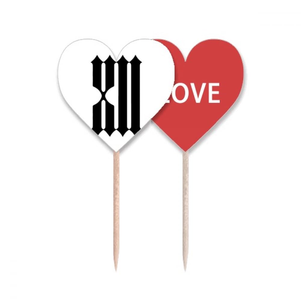 Cure-dents en cœur anti-taches pour buffet, lot de 12 pics noirs aux chiffres romains