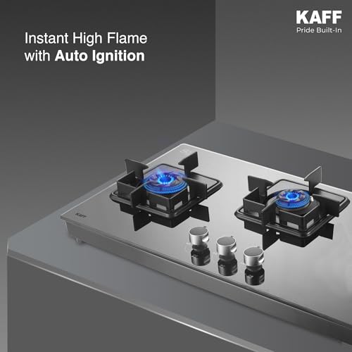 KAFF 3 Burner Cooktop for Kitchen | 71CM With Ignition | For Modern Kitchen | Ergonomic Knob |Tri-Pin Brass Burners| ISI Certified | Black | CTS713BAI - Image 3