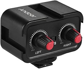 Andoer WS-VS Dual-Channel Microphone Audio Mixer Adapter & Cold Shoe Mounting Hub 3.5mm Stereo Output for Canon Nikon Sony DSLR Camera Camcorder