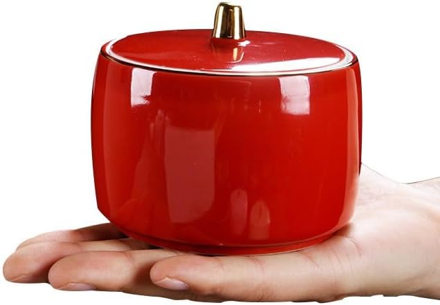 SONGCHAO Sugar Jar Ceramic Tea Cans Small Storage Wide Mouth Scented Black Dry Goods Sealed Tea Canister(C)