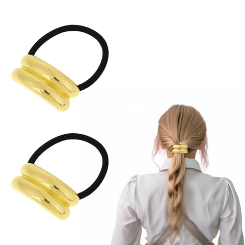 3 piezas de metal círculo pelo manguito metal pelo manguito soporte de cola de caballo horquilla,manguito de metal gomas de pelo punk soporte oro ponytail puf para cabello fino accesorios para mujeres