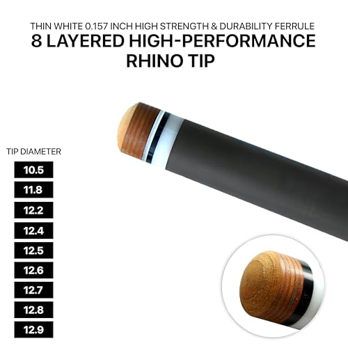 RHINO - 30" / Quick Release (VQR) Carbon Pool Cue Single Shaft, Tip, 11.8mm. Low Deflection Technology, pro Taper, Easy to Play by RHINO - Image 5