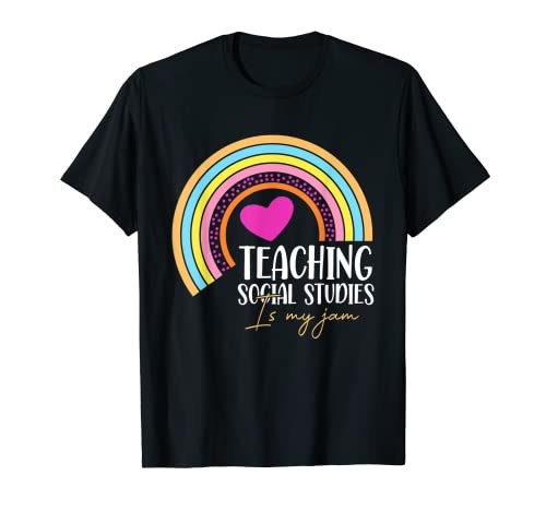 Teaching Social Studies Is My Jam With Leopard Rainbow T-Shirt