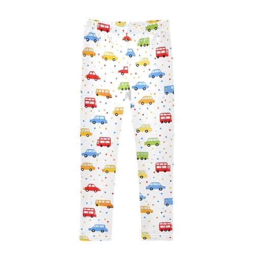 Colorful Car Polka Dots Girls Leggings Soft Stretch Workout Yoga Dance Pants for Kids Casual Tights