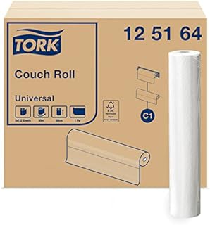 Tork 125164 Couch Roll Universal / 1-ply hygienic paper massage rolls compatible with Tork C1 dispenser / 1 x 8 rolls (8 x 132 sheets)