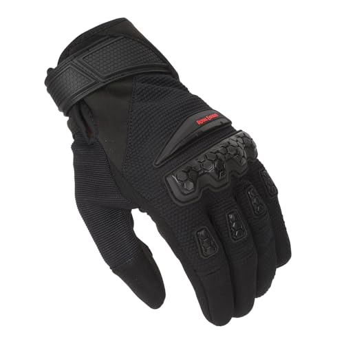 Image of Royal Enfield Urban Hustler V2 Riding Gloves 100% Polyester Air Mesh for Ventilation | TPR Knuckle Protectors | Microsuede Grip Patch | Poly Stretch Fabric for Better Flexibility Black 2XL 24CM