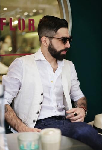 Men's Summer Linen Vest Slim Fit Waistcoat Formal Dress Suit Vests Casual Business Vest3