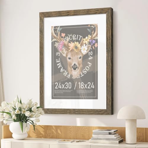 Image of Picrit 24x30 Rustic Brown Puzzle Frame, Picture Frame for Wall, 3 Pack
