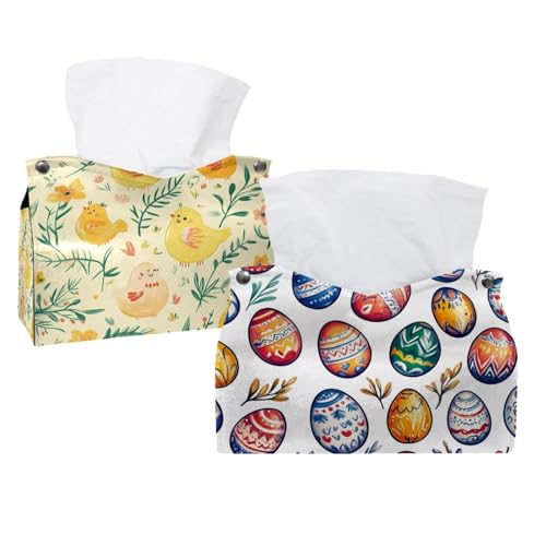 Paquete de 2 fundas para caja de pañuelos para habitación, hogar y oficina, conejito de Pascua sagrado de Pascua, huevos de Pascua, soporte para cajas de pañuelos