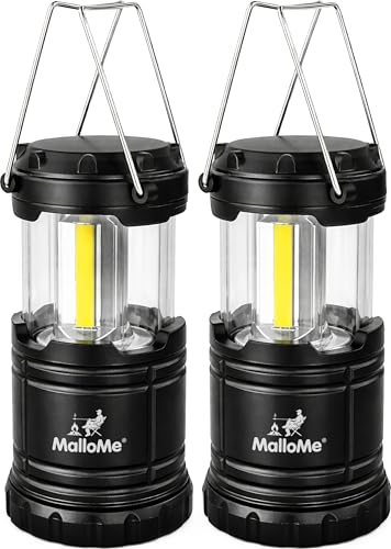 MalloMe LED Camping Lantern, Battery Powered Lanterns for Power Outages, Portable Hanging Collapsible Camping Lights for Outdoor, Home, Emergency, Hurricane Lamp Survival Outage Light 3 x AAA Operated