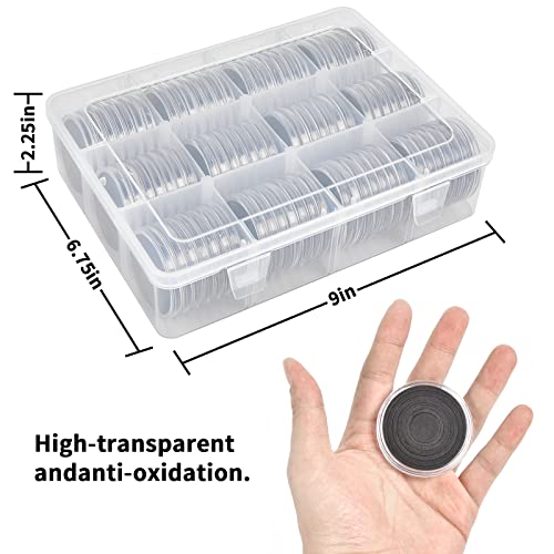 Image of 84 Pieces 46 mm Coin Capsules, with Foam Gasket and Plastic Storage Organizer Box, Coins Holder Collector Case for Coin Collection Supplies 7 Sizes (16 /20 /25 /27 /30 /38 /46mm) - Clear Case+Black Gasket