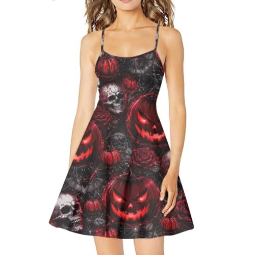 Image of Women's Spaghetti Strap Dress Summer Casual Swing Sundress Girls Beachwear Swing Mini Dress